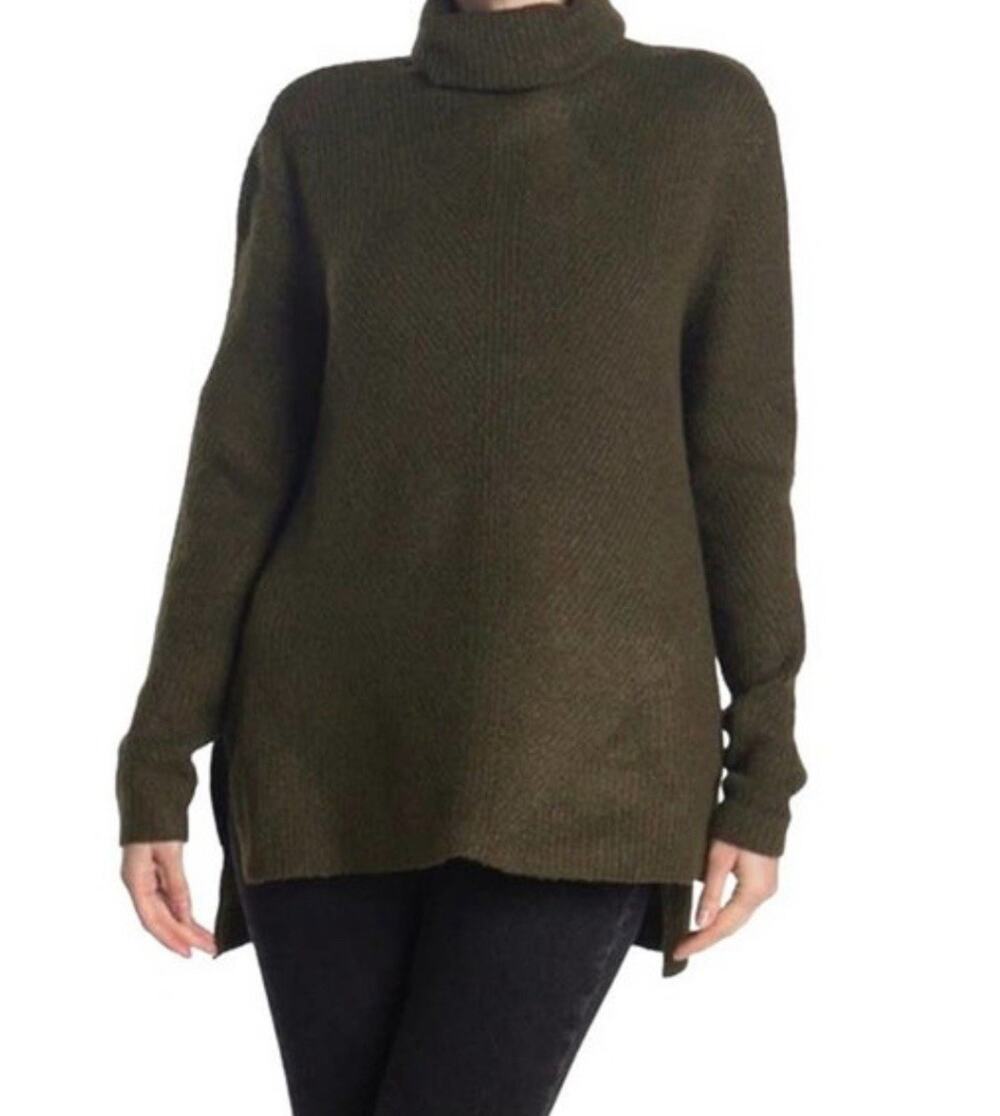 SWEET ROMEO Abstract Rib Turtleneck Tunic In Loren sweater Small A003083